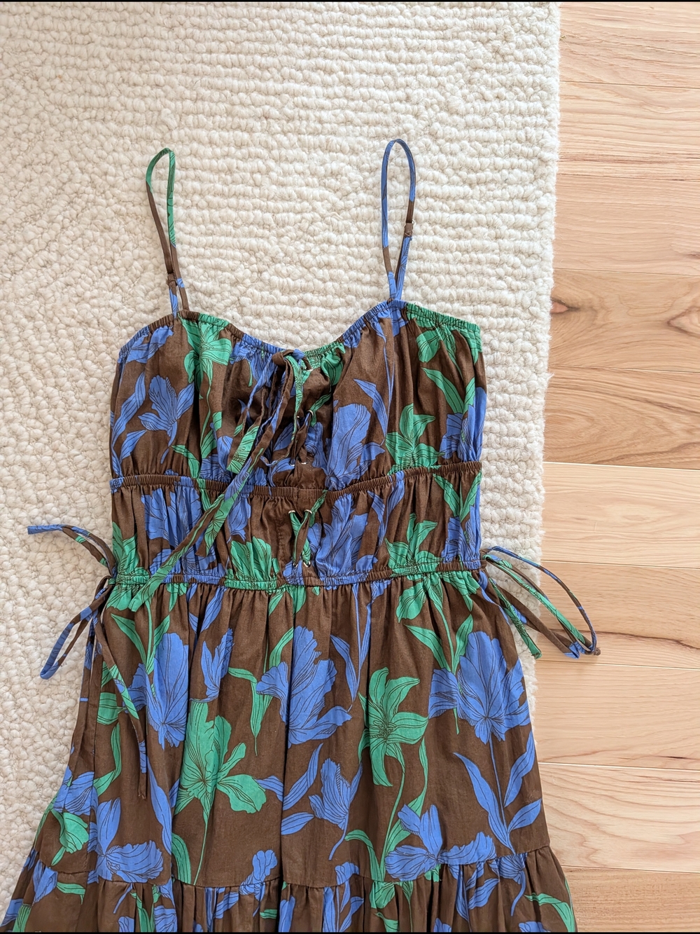 Moon River Blue, Brown & Green Floral Maxi Dress - Picture 2 of 5